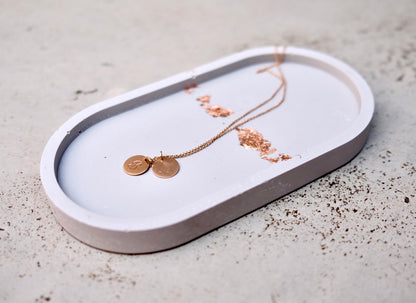 Light Grey & Copper Oval Trinket Dish