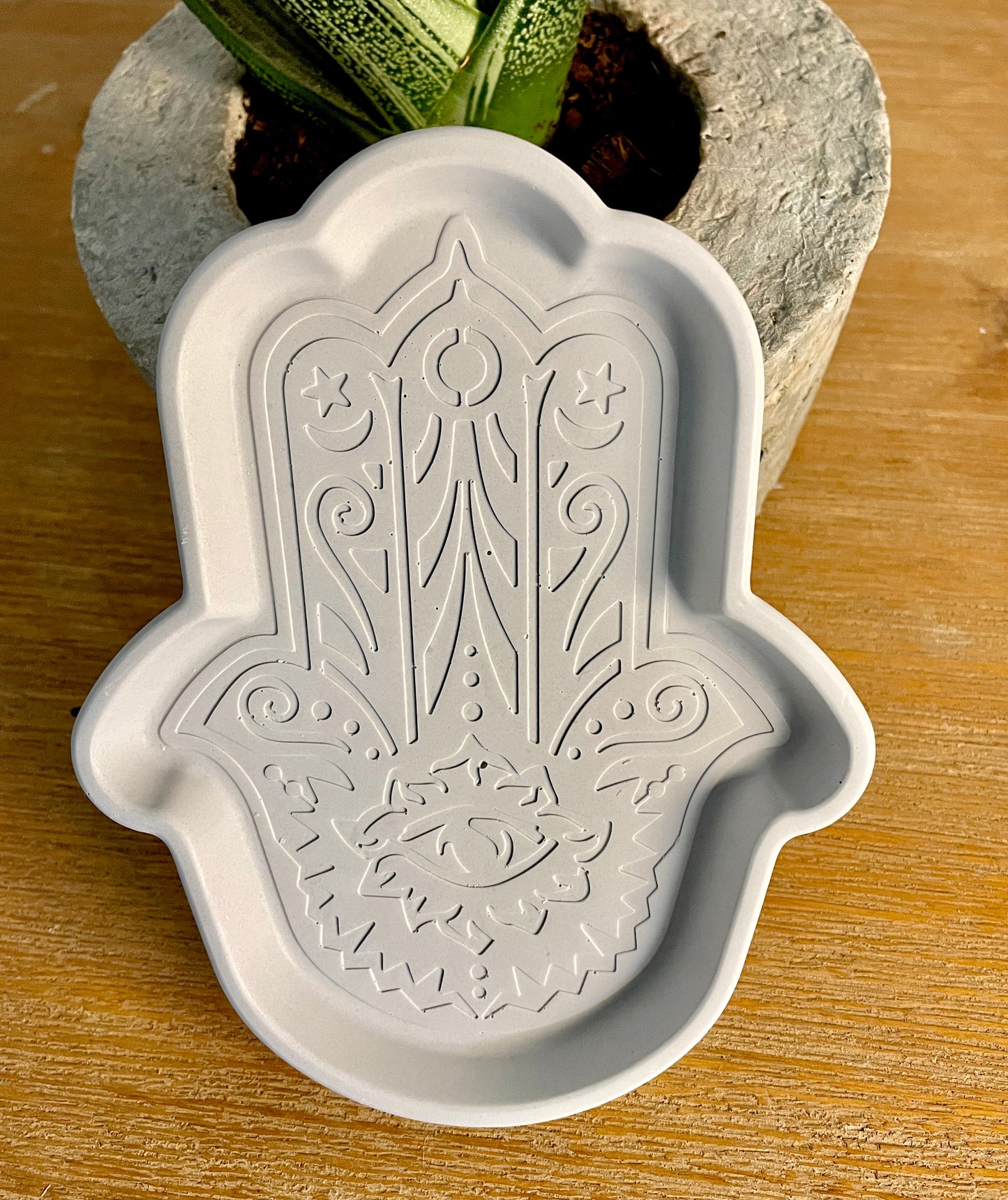 Hamsa Trinket Dish Set- Grey & White