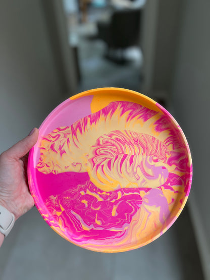 Neon Pink and Orange Marble Tray