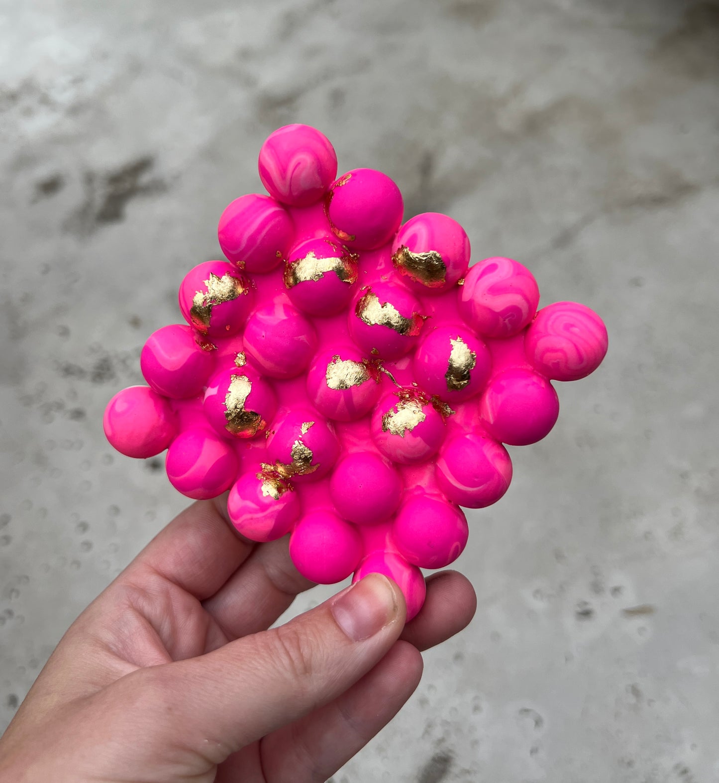 Neon Pink Bubble Coasters