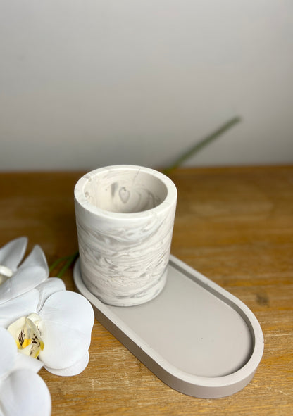 Grey Marble Brush Holder